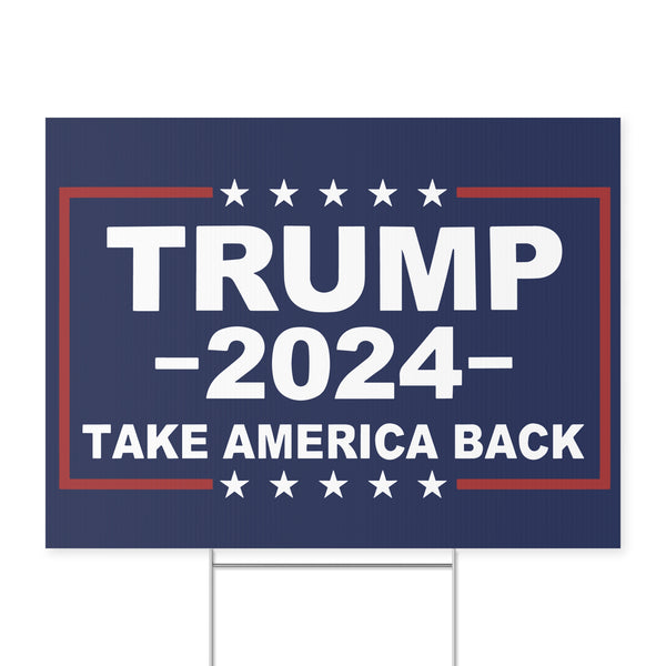 Trump 2024 Take America Back Yard Sign (Blue)