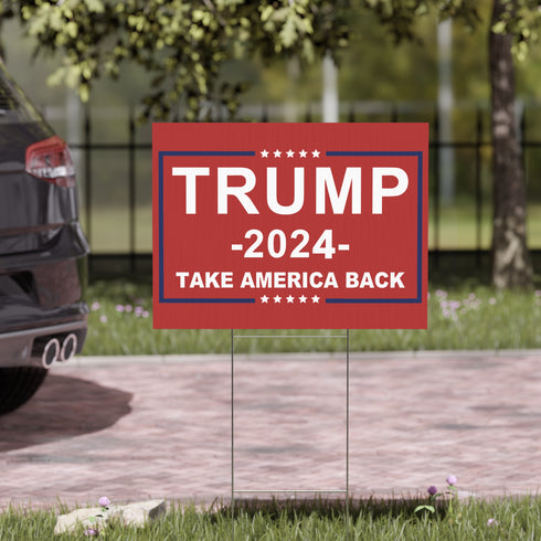 2024 Election Home Decor Trump 2024 Take America Back Yard Sign (Red)